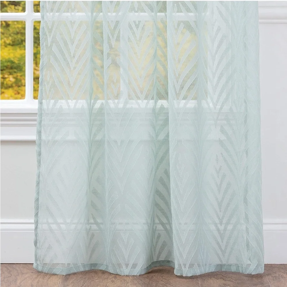Chanasya Premium Leaf Voile Sheer Curtains‎ 2-Panel Light Filtering 52 x 84 Sage